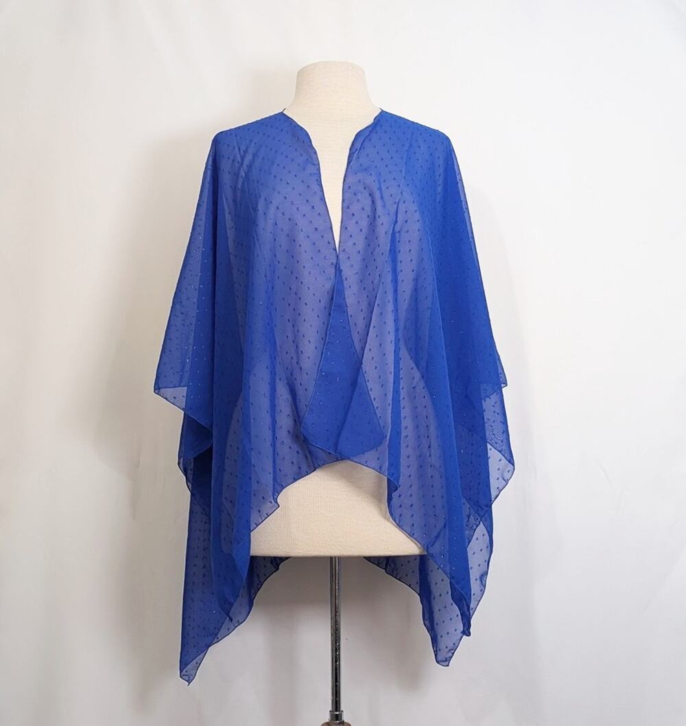 Oker Blue Sheer Wrap Shawl Scarf Shiny Evening